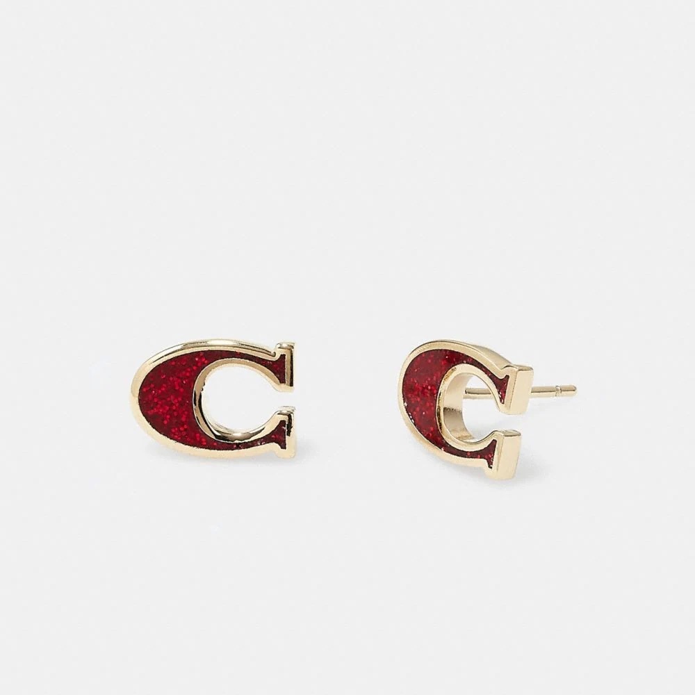NWT Coach Signature Enamel Stud Earrings